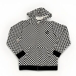 Vans Checkerboard Zip Up Hoodie Black White Skater Off The Wall Men's L Fleece